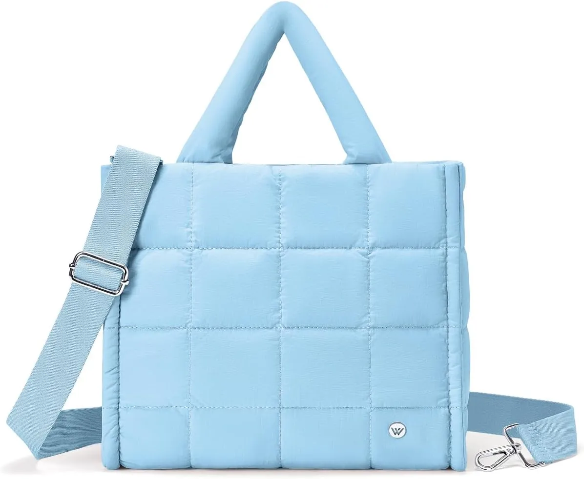 WESTBRONCO Puffer Crossbody Bags for Women Quilted Tote Bag Puffy Weekender Overnight Bag Nylon Shoulder Handbag