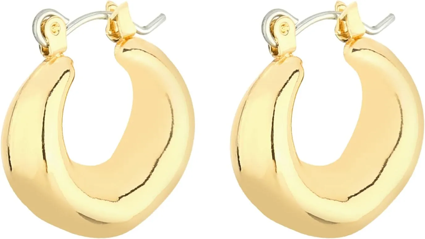 Wgoud Chunky Hoop Earrings Set 14K Gold Hoop Earrings for Women Hypoallergenic, Thick Hoops Earring set, Twist Huggie Hoop Earring