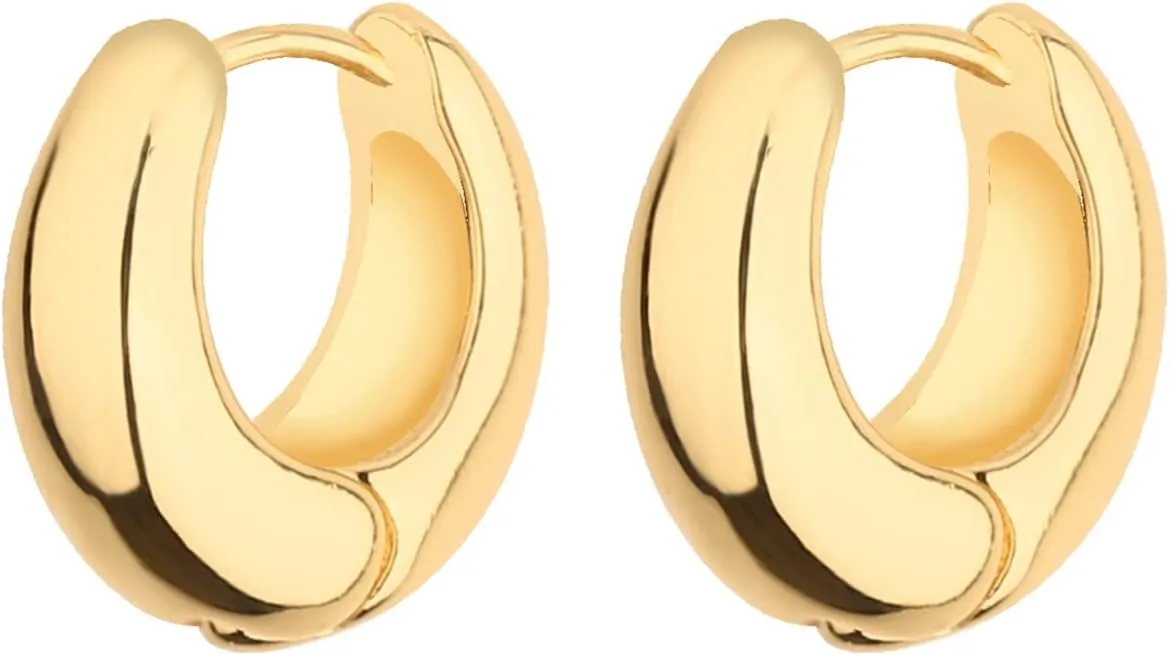 Wgoud Chunky Hoop Earrings Set 14K Gold Hoop Earrings for Women Hypoallergenic, Thick Hoops Earring set, Twist Huggie Hoop Earring
