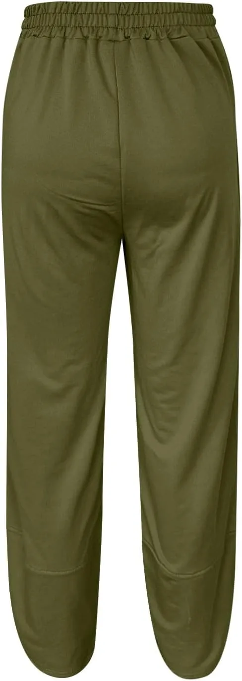 Wide Leg Linen Pants for Women Y2k Cropped Tulip Hem Beach Palazzo Pants Elastic Waist Barrel Sweatpants with Pockets