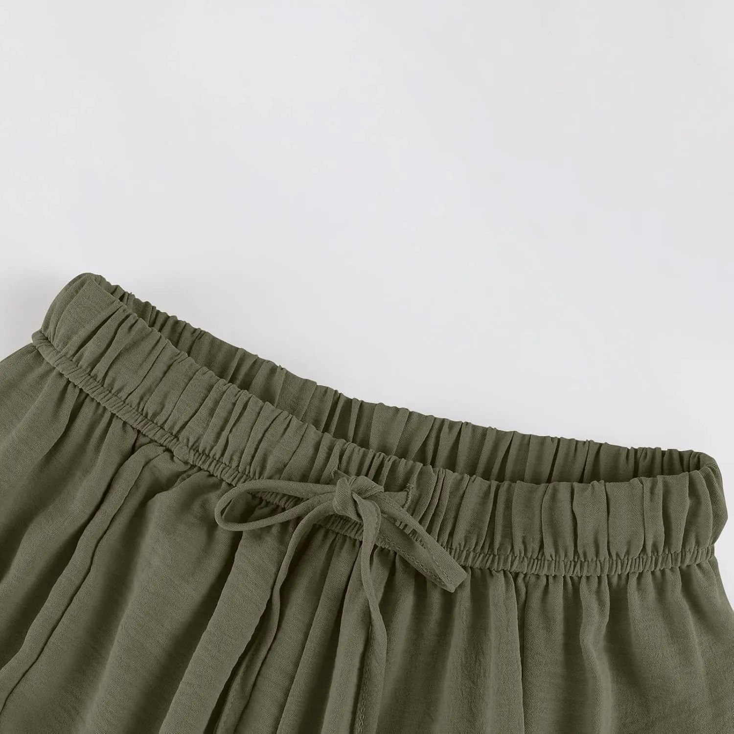 Wide Leg Pants Women Casual Loose Drawstring Palazzo Harem Pants with Pockets Summer Flowy Mid Rise Barrel Travel Pant