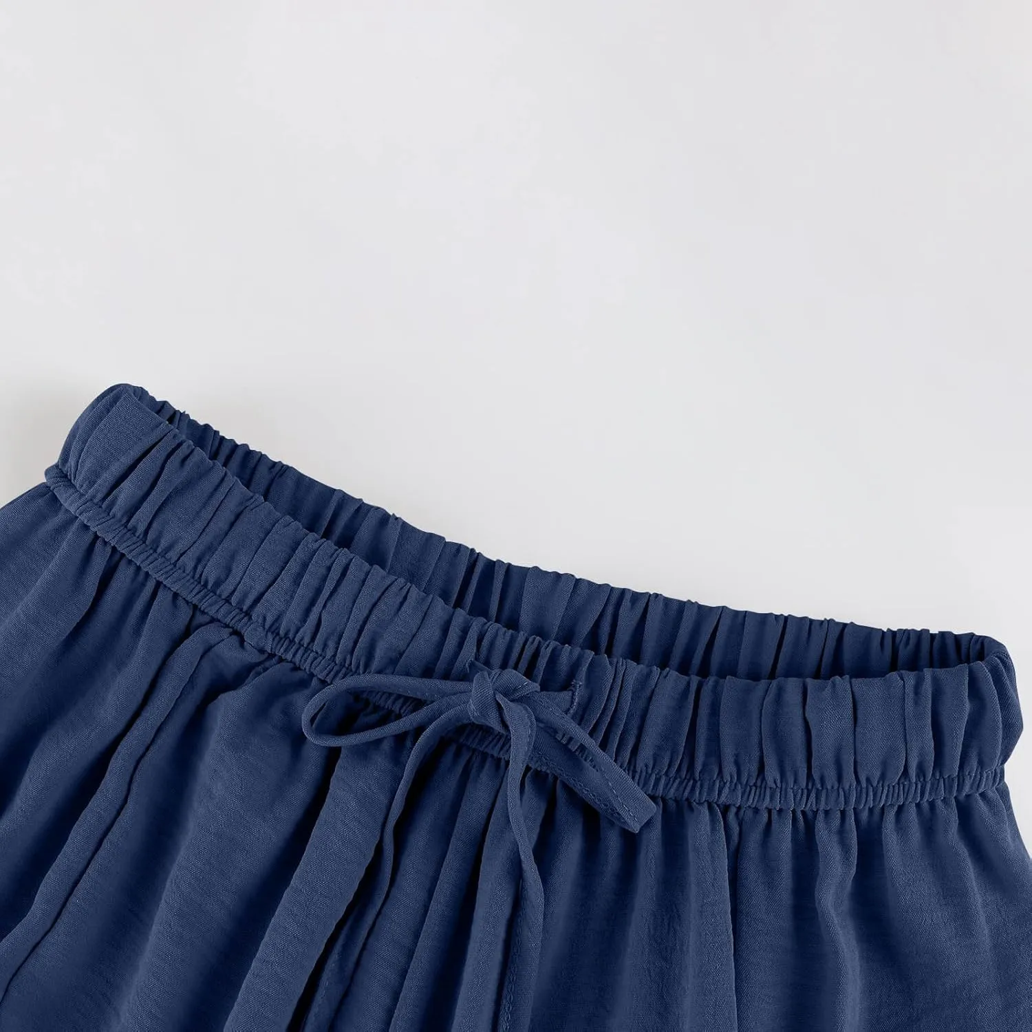 Wide Leg Pants Women Casual Loose Drawstring Palazzo Harem Pants with Pockets Summer Flowy Mid Rise Barrel Travel Pant