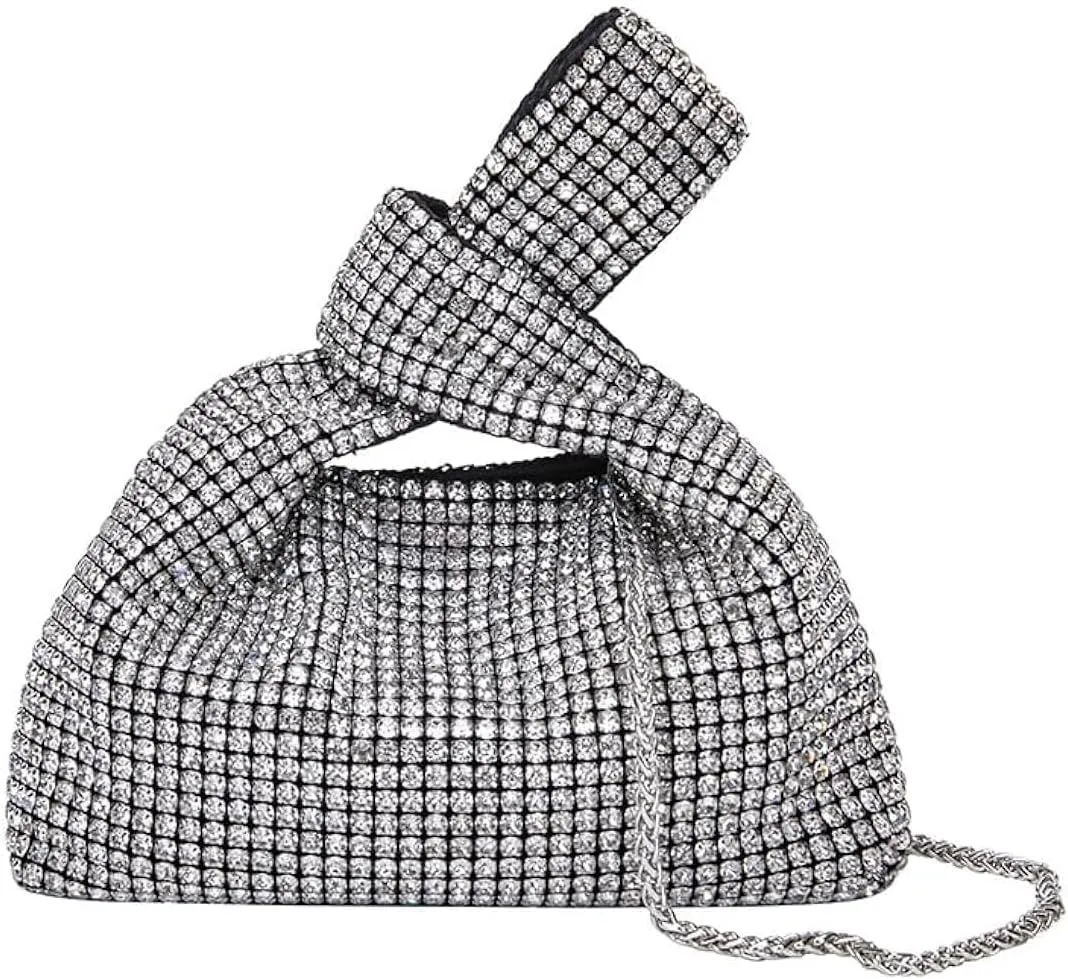Women Glitter Evening Clutch Bling Crystal Rhinestone Full Diamond Handbag with Ring Top Handle for Party Prom Banquet