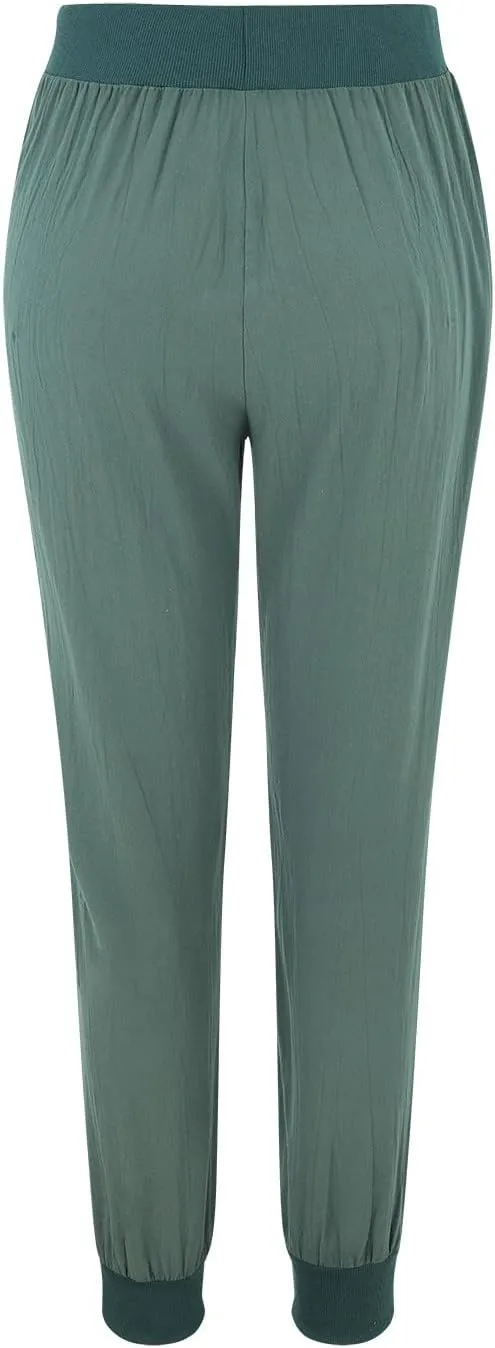 Women Linen Blend Summer Striped Palazzo Pants Elastic Waist Baggy Stretchy Slim-Fit Palazzo Lounge Pants