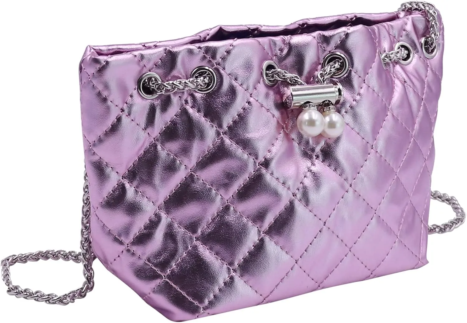 Women Rhinestone Evening Clutch Luxury Diamond Bucket Bag with Drawstring shining Crossbody Shoulder Purse for Prom