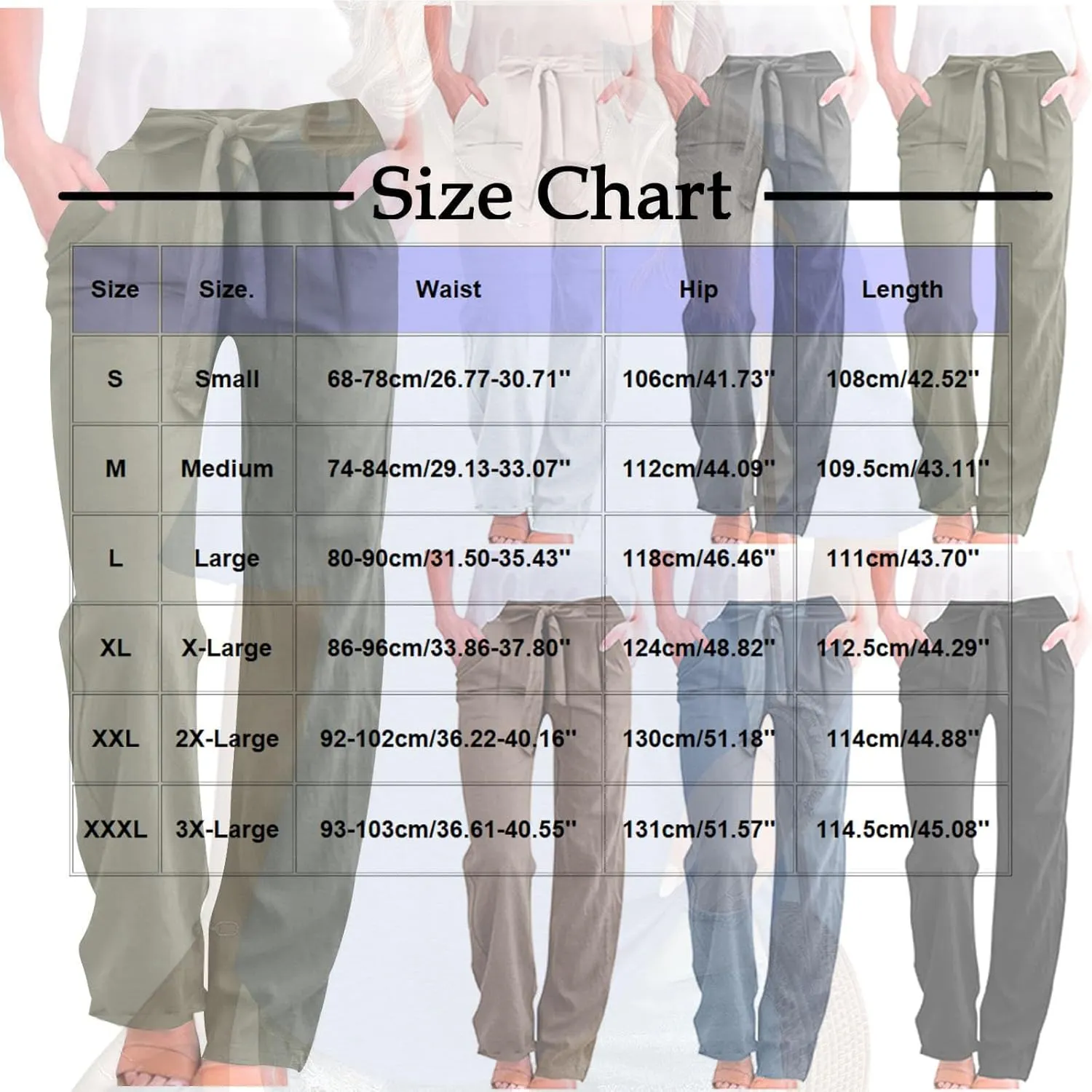 Women Straight Leg Linen Pants Summer Lightweight Drawstring High Waist Lounge Trousers Loose Comfy Boho Beach Pants