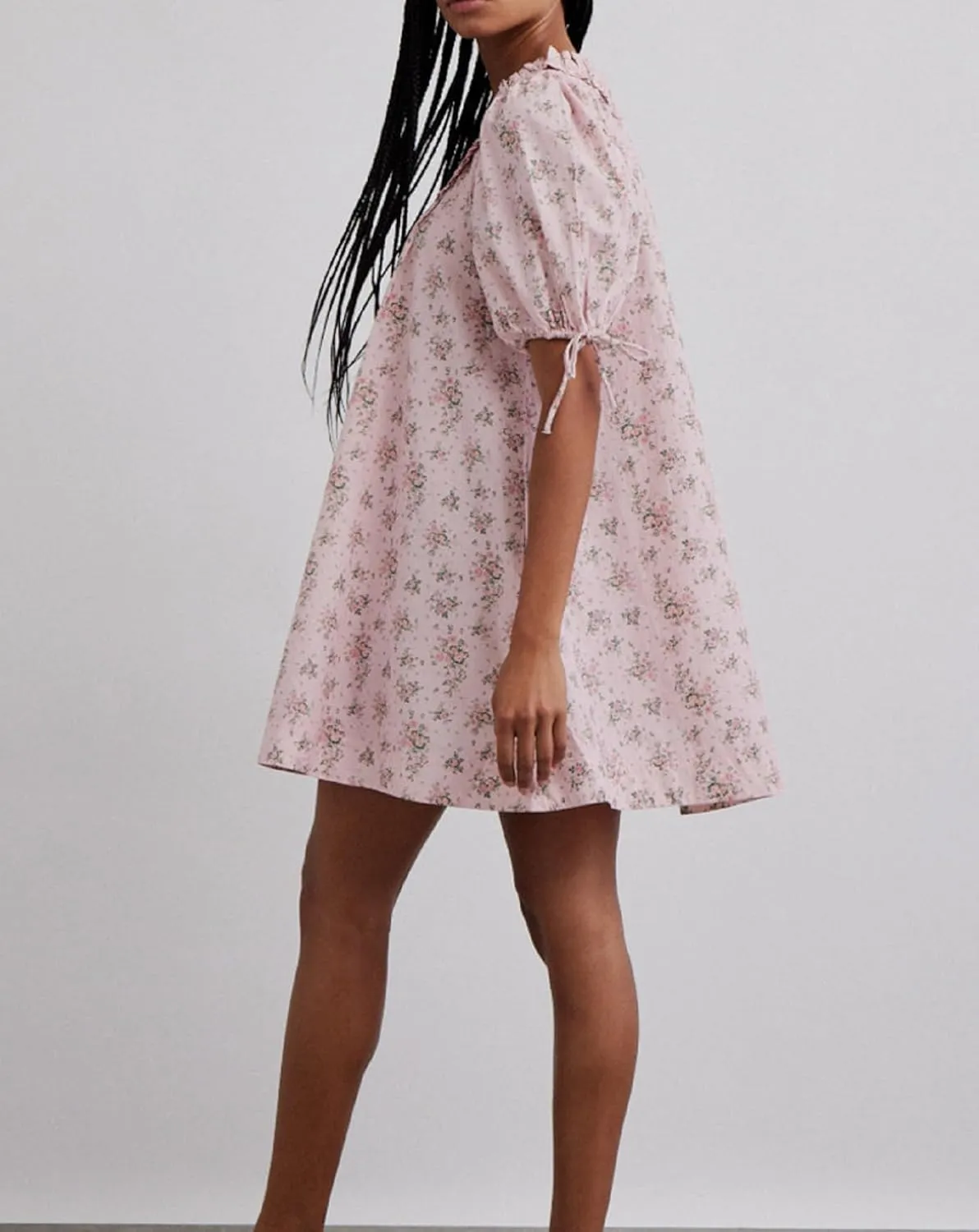 Women Y2k Short Puff Sleeve Flowy Babydoll Dress Square Neck Ruffle Beach Swing Mini Dress Cute Summer Nightgown