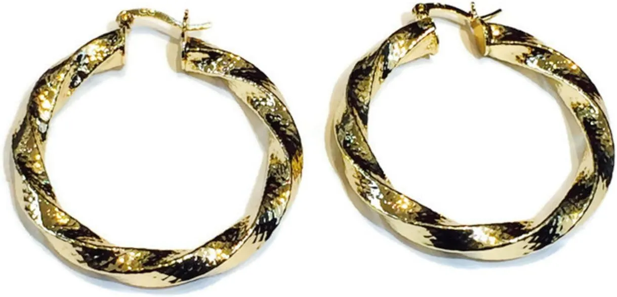 Womens 14K Gold Tone Gold-filled Twist Hoop Earrings 40mm