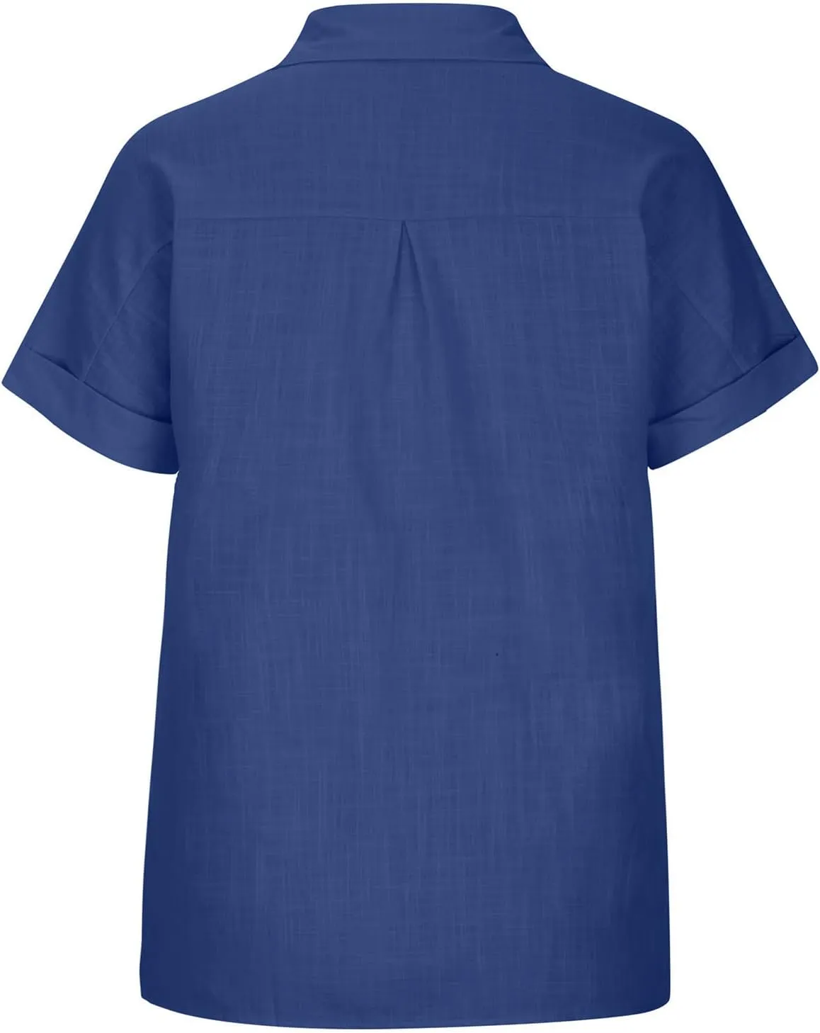 Womens Button Down Cotton Linen Shirts V Neck Roll Up Short Sleeve Blouses Loose Collared Shirt Summer Casual Tops