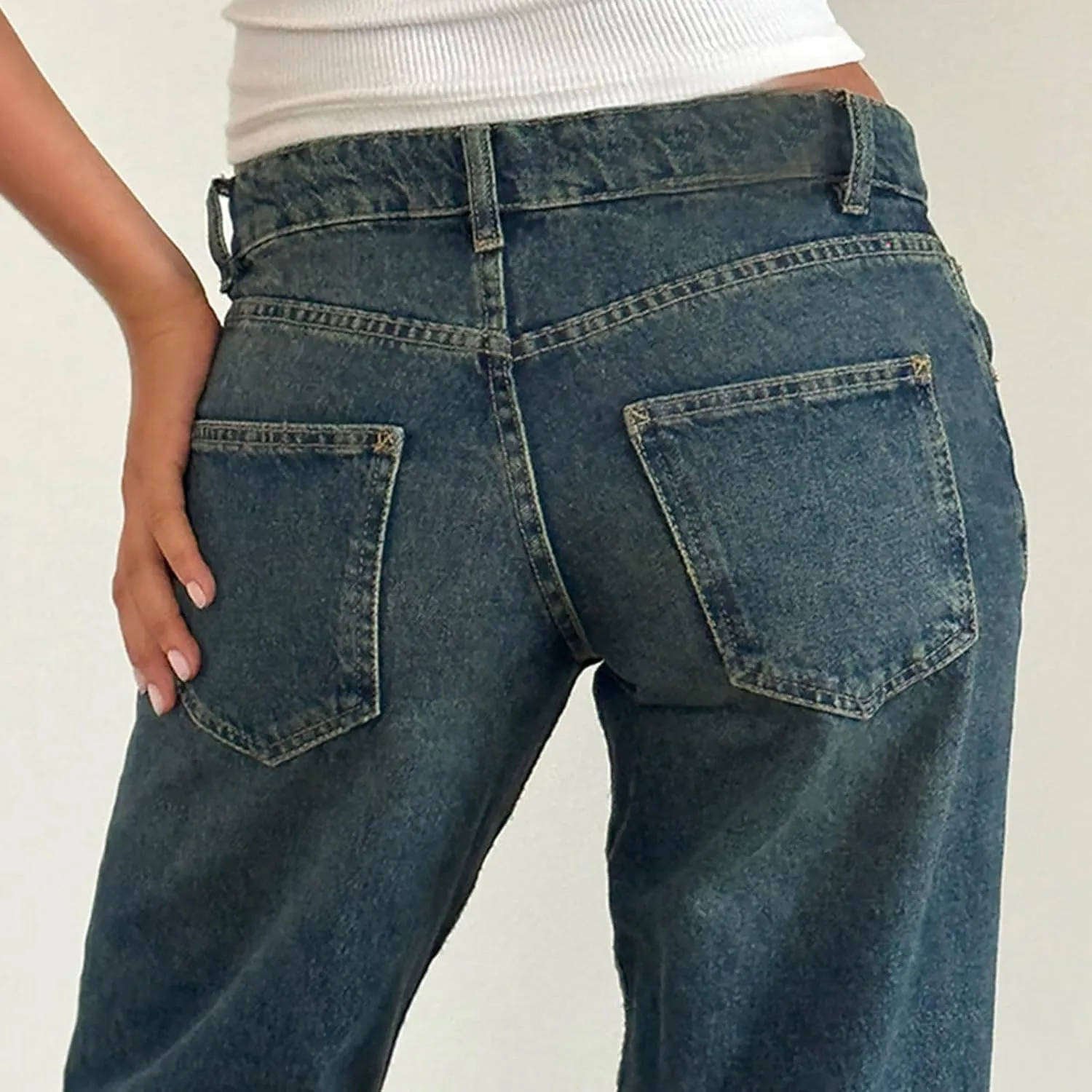 Womens French Terry Wide Leg Sweatpants Jeans Vintage Distressed Breathable Comfort Pants Casual Workout Y2K Clothes