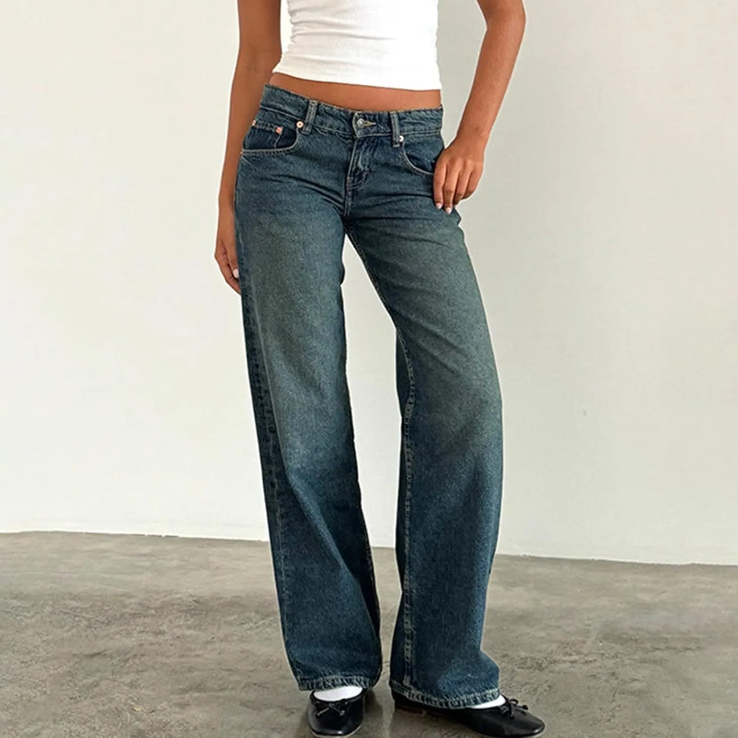 Womens French Terry Wide Leg Sweatpants Jeans Vintage Distressed Breathable Comfort Pants Casual Workout Y2K Clothes