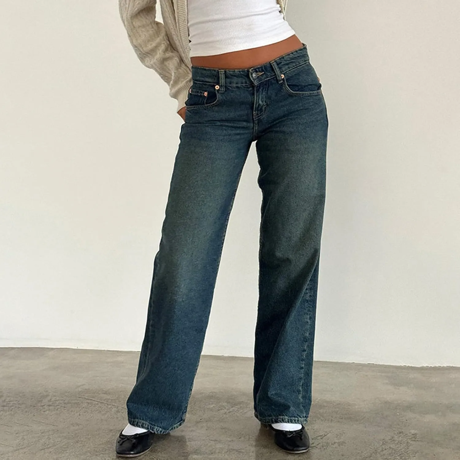 Womens French Terry Wide Leg Sweatpants Jeans Vintage Distressed Breathable Comfort Pants Casual Workout Y2K Clothes