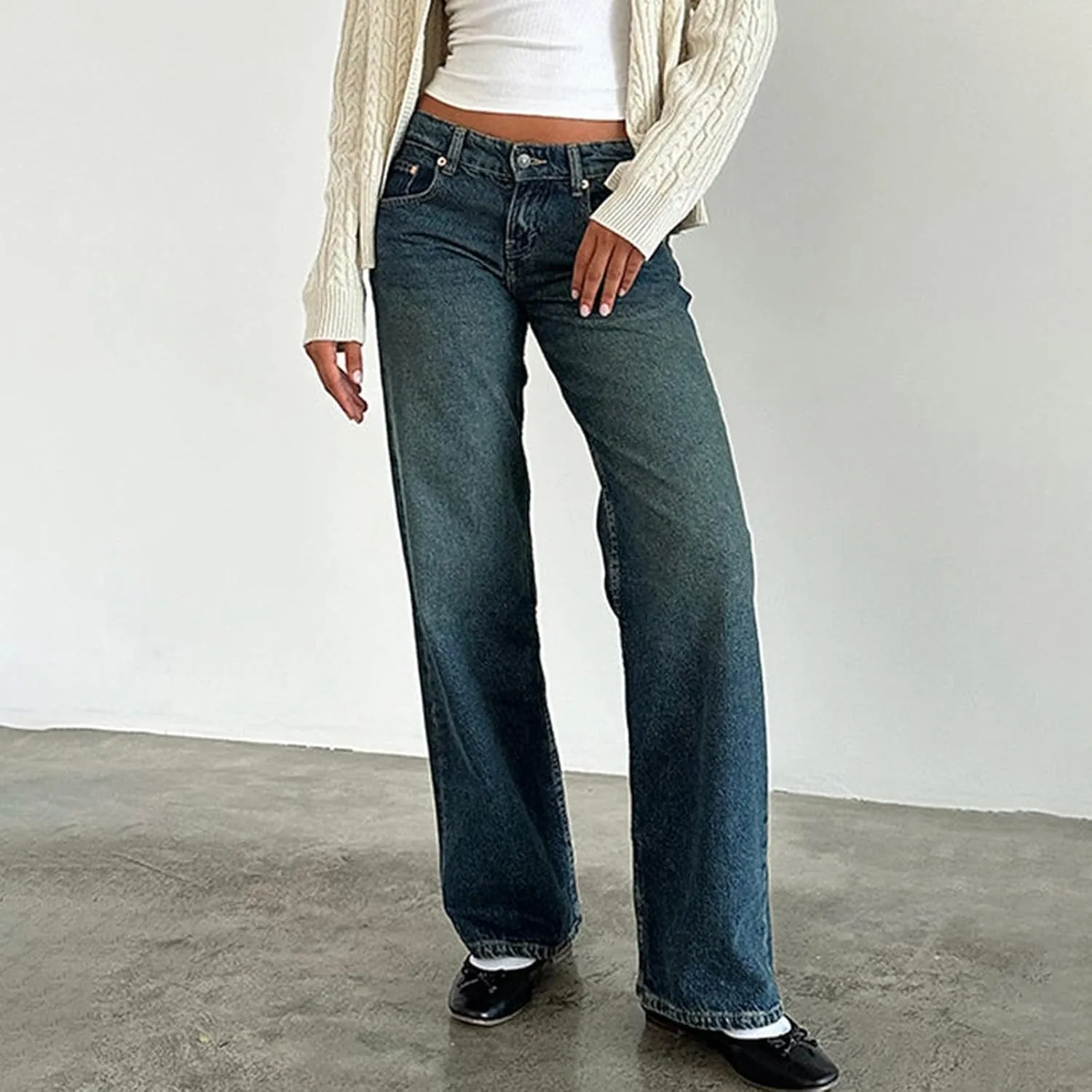 Womens French Terry Wide Leg Sweatpants Jeans Vintage Distressed Breathable Comfort Pants Casual Workout Y2K Clothes
