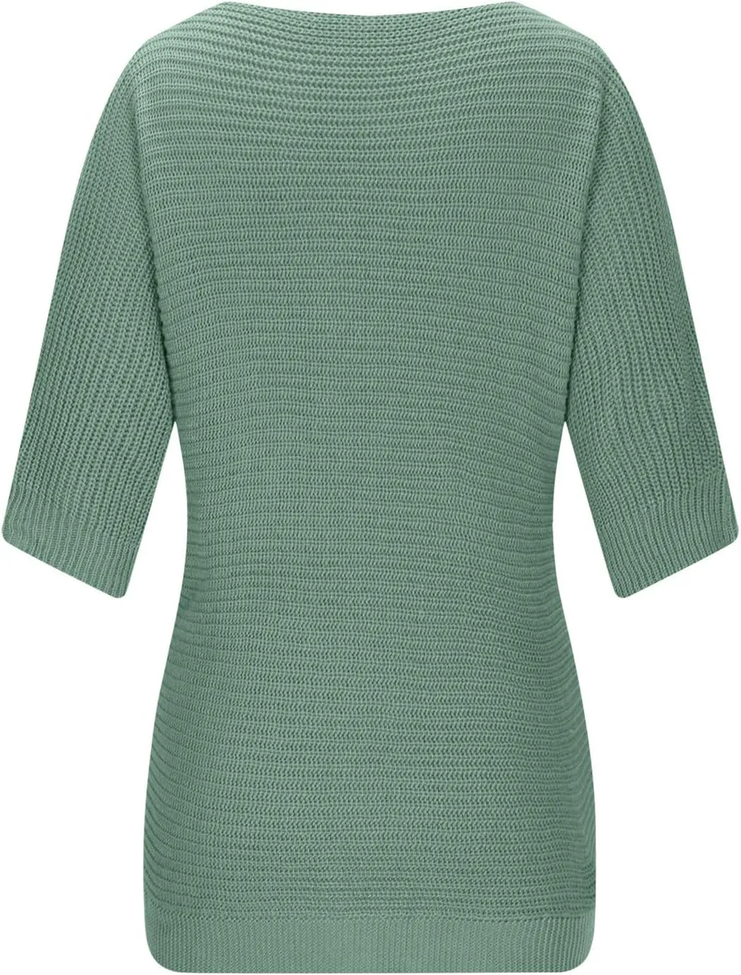 Womens Lightweight Sweater Casual Half Sleeve Pullover Tops Round Neck Shirts Ribbed Knit Blouse Loose Fit Tunics
