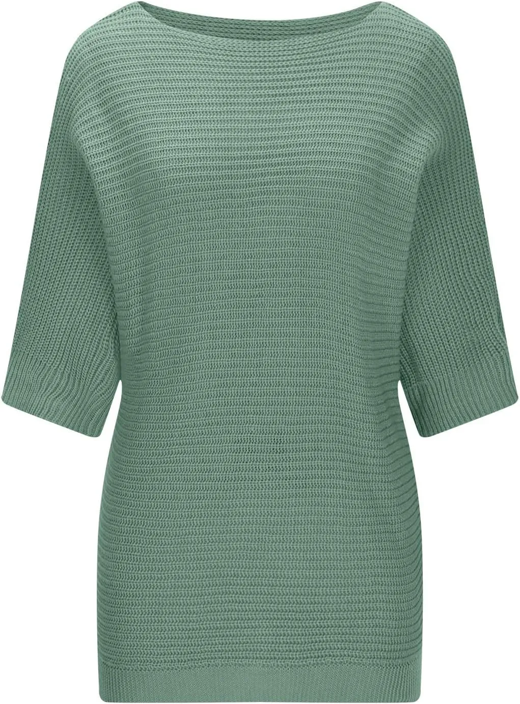 Womens Lightweight Sweater Casual Half Sleeve Pullover Tops Round Neck Shirts Ribbed Knit Blouse Loose Fit Tunics