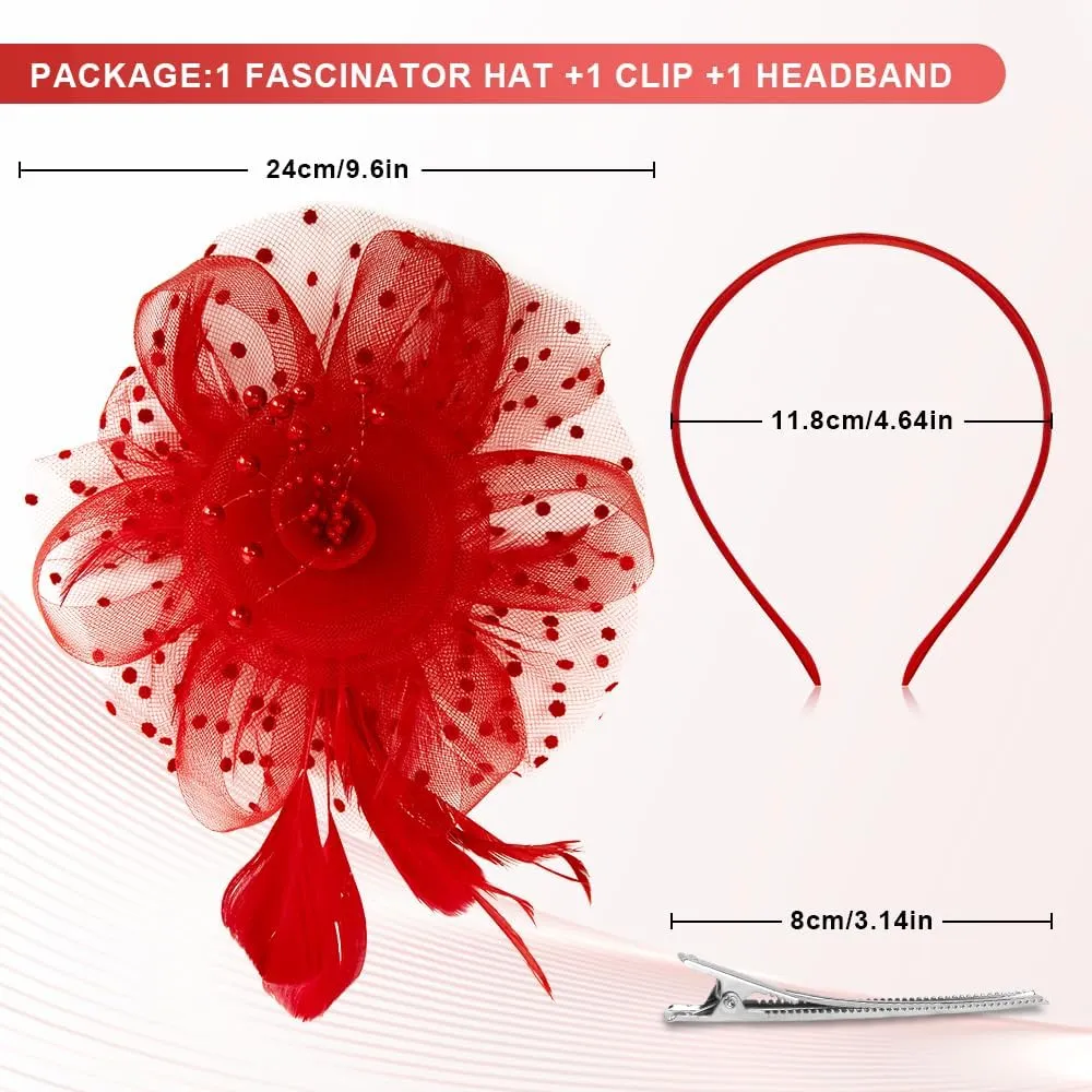 Women's Pink Fascinator Derby Hat - One Size (Medium to Large), Straw, Spring/Summer Formal Event Hat for Women