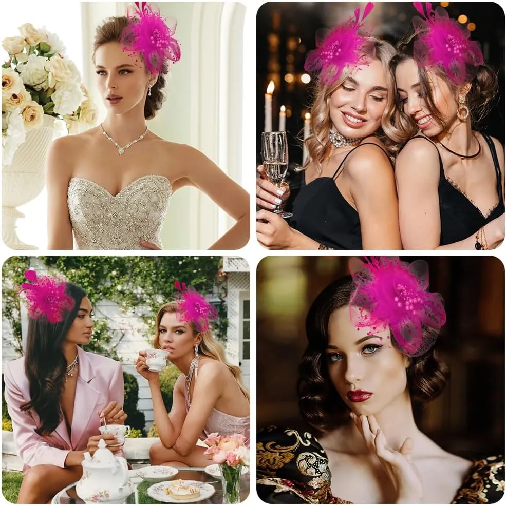 Women's Pink Fascinator Derby Hat - One Size (Medium to Large), Straw, Spring/Summer Formal Event Hat for Women