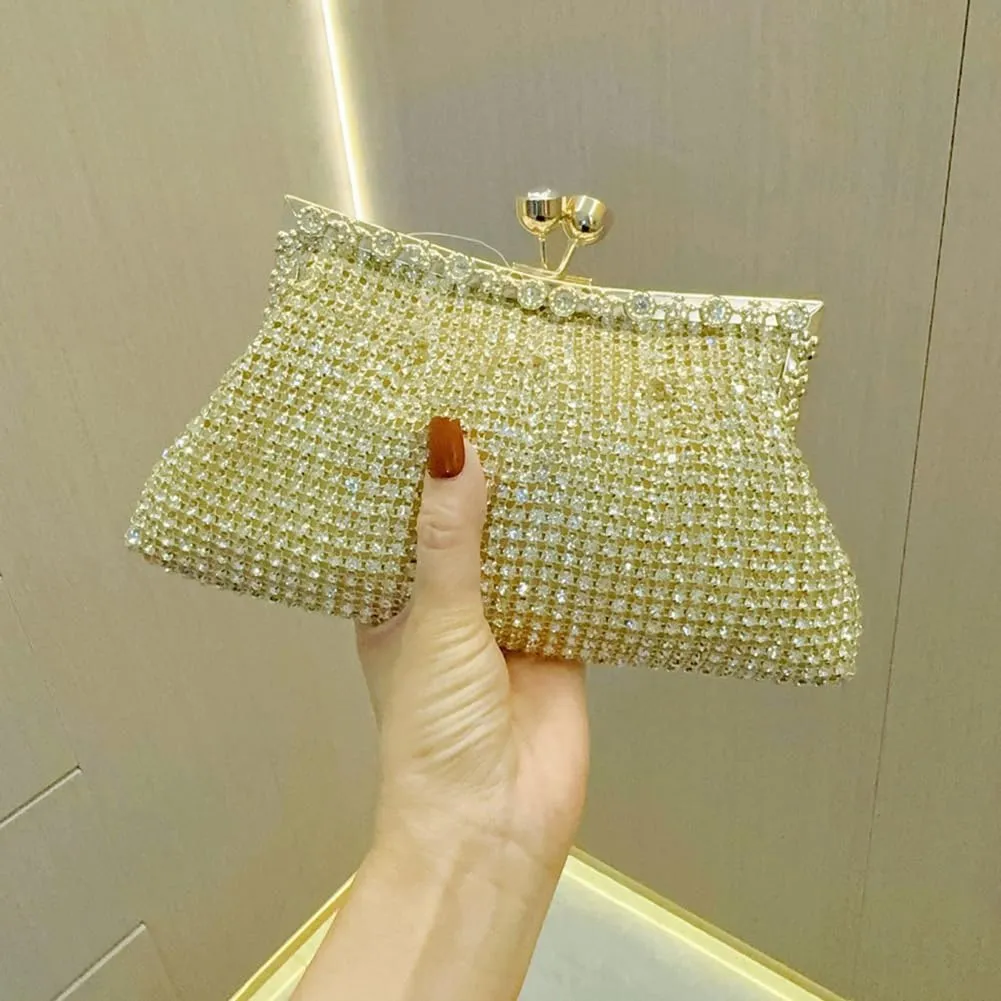 Women's Rhinestone Clutch Purse Crystal Handle Evening Bag Elegant Wedding Cocktail Party Bridal Prom Club Handbag