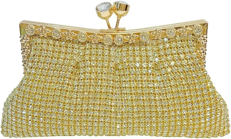 Women's Rhinestone Clutch Purse Crystal Handle Evening Bag Elegant Wedding Cocktail Party Bridal Prom Club Handbag