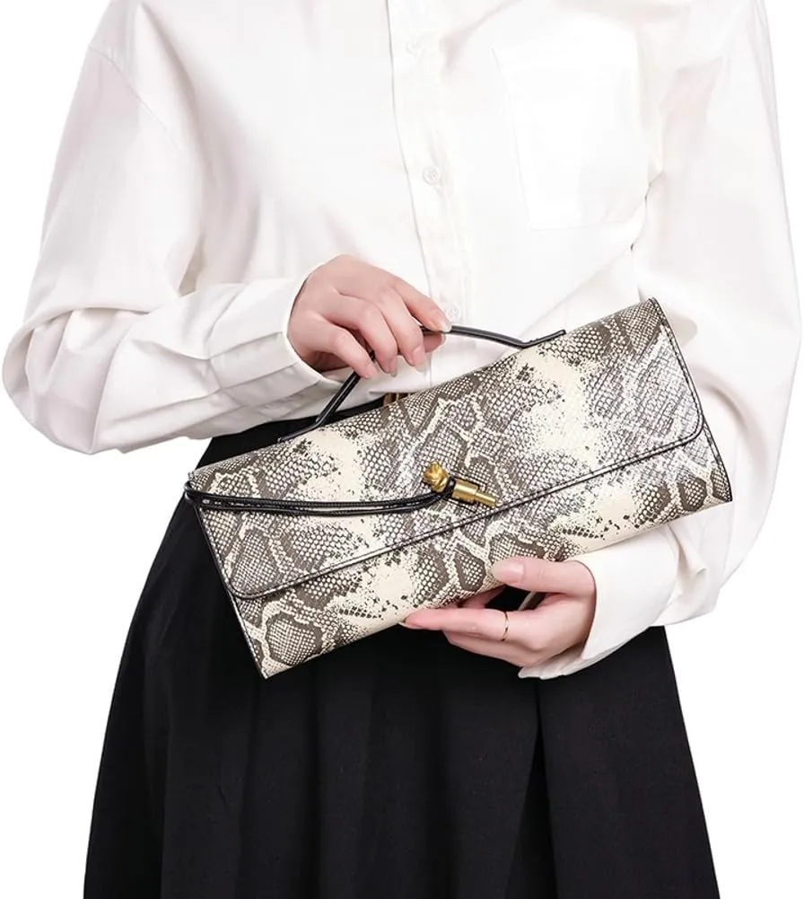 Womens Vegan Leather Clutch Bag Small Vintage Handbag Evening Party Purse Shoulder Crossbody Bag 2025