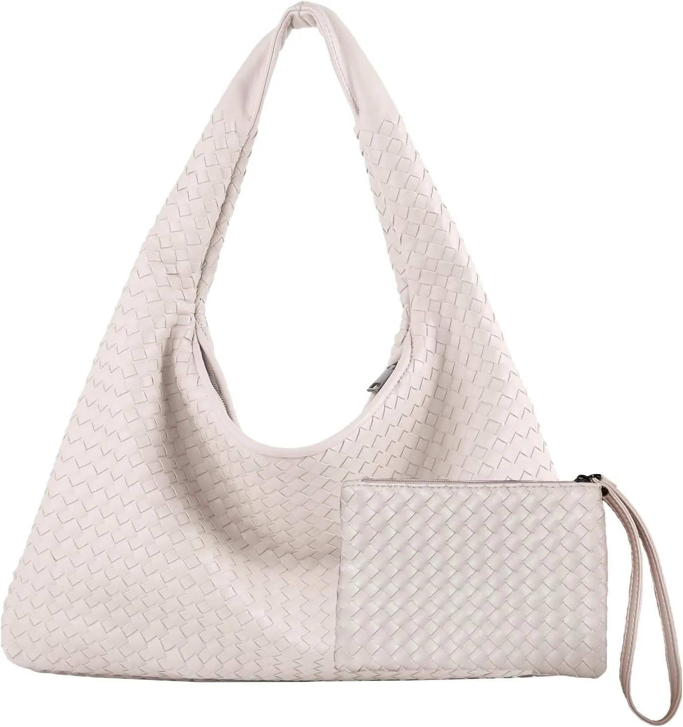 Woven Leather Hobo Bag With Purse - Top-handle Shoulder Bag, Large Capacity Soft Handbag for Women