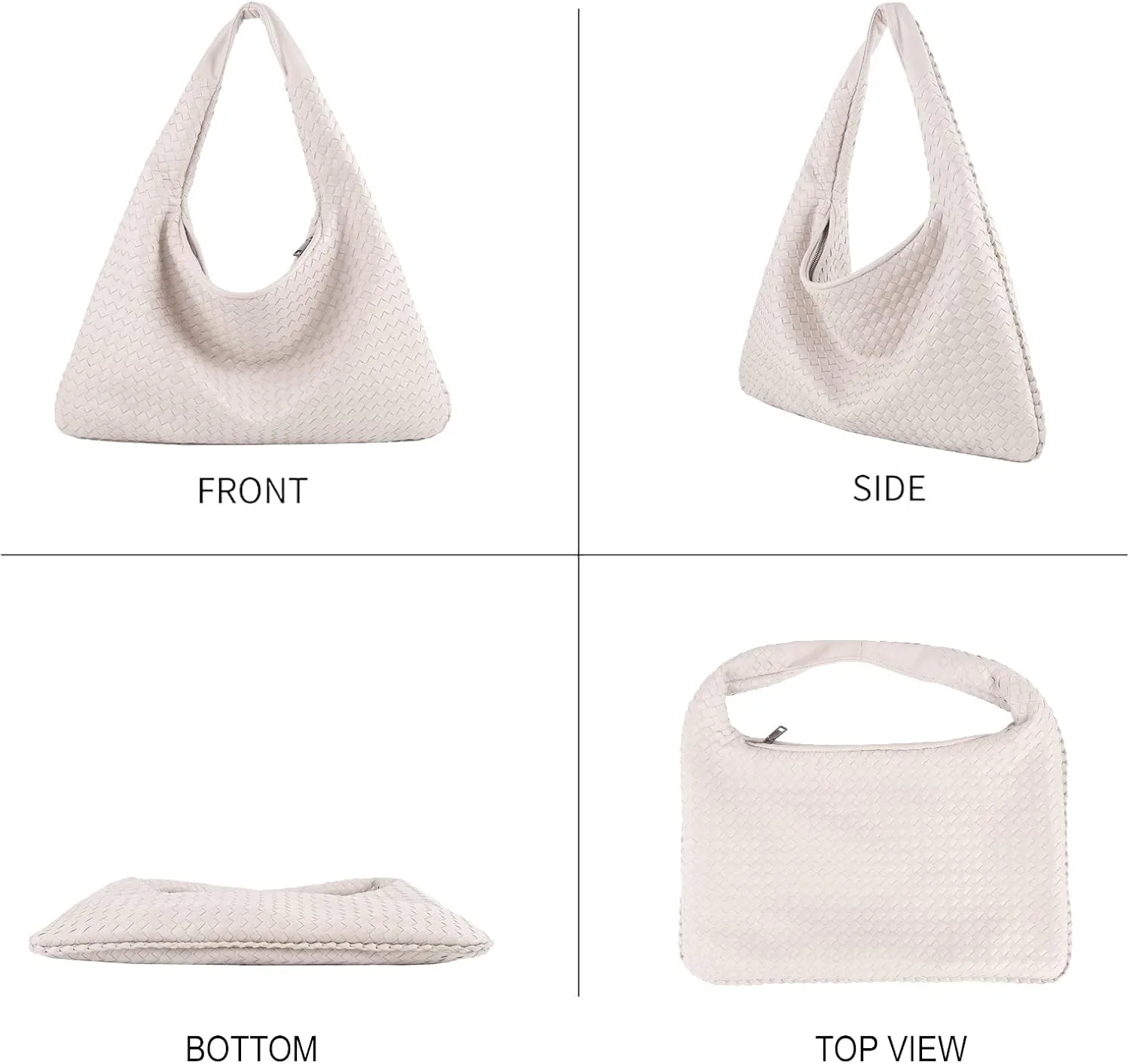 Woven Leather Hobo Bag With Purse - Top-handle Shoulder Bag, Large Capacity Soft Handbag for Women