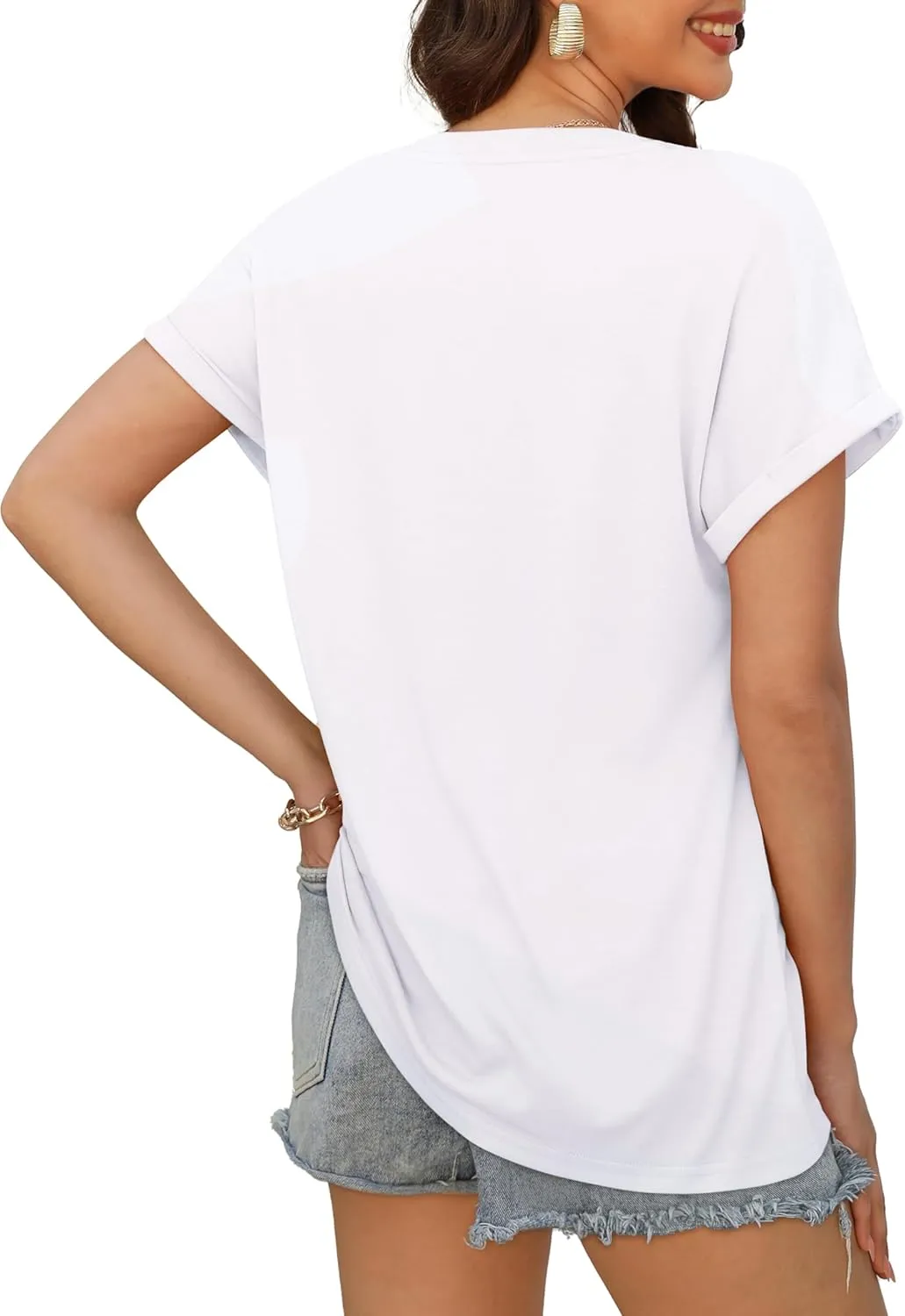 XIEERDUO Womens Summer Tops Short Sleeve Shirts Casual V Neck T Shirt Loose Fit Comfy