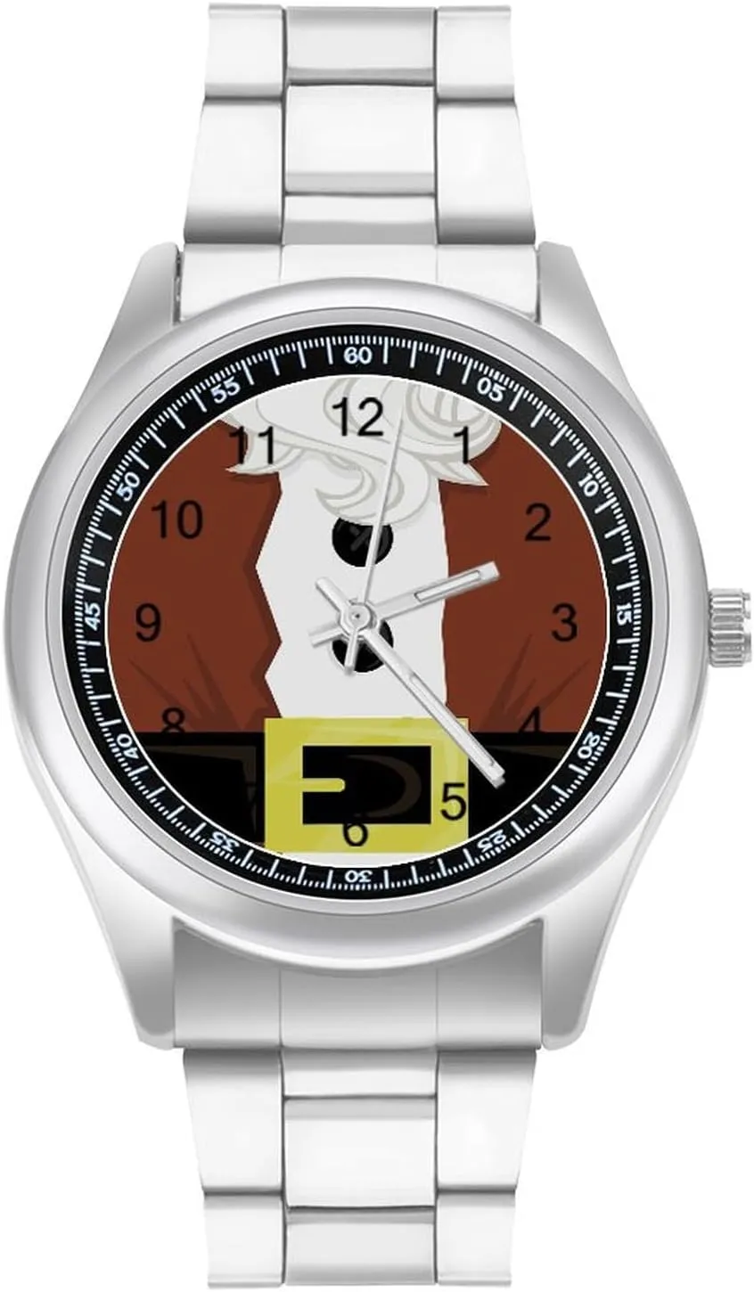 Xmas Santa Belly Stainless Steel Strap Business Watches for Men Easy Reader Work Casual Watch