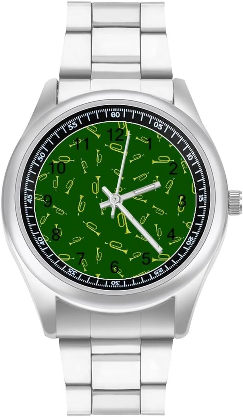 Yellow Horn Stainless Steel Strap Business Watches for Men Easy Reader Work Casual Watch