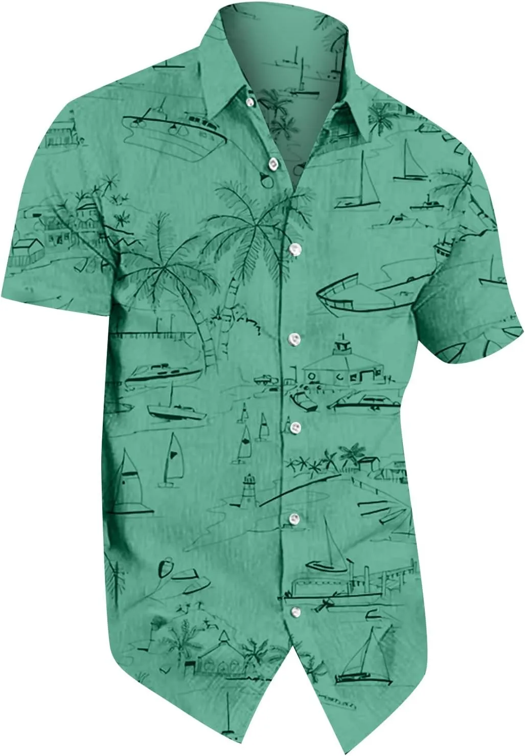 Ymosrh Mens Button Down Short Sleeve Shirts Summer Casual Spread Collar Beach Shirts for Men, M-3XL