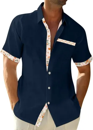 Ymosrh Men's Graphic Button Down Shirts Summer Beach Hawaiian Buttons Up Shirt Casual Stylish, M-4XL