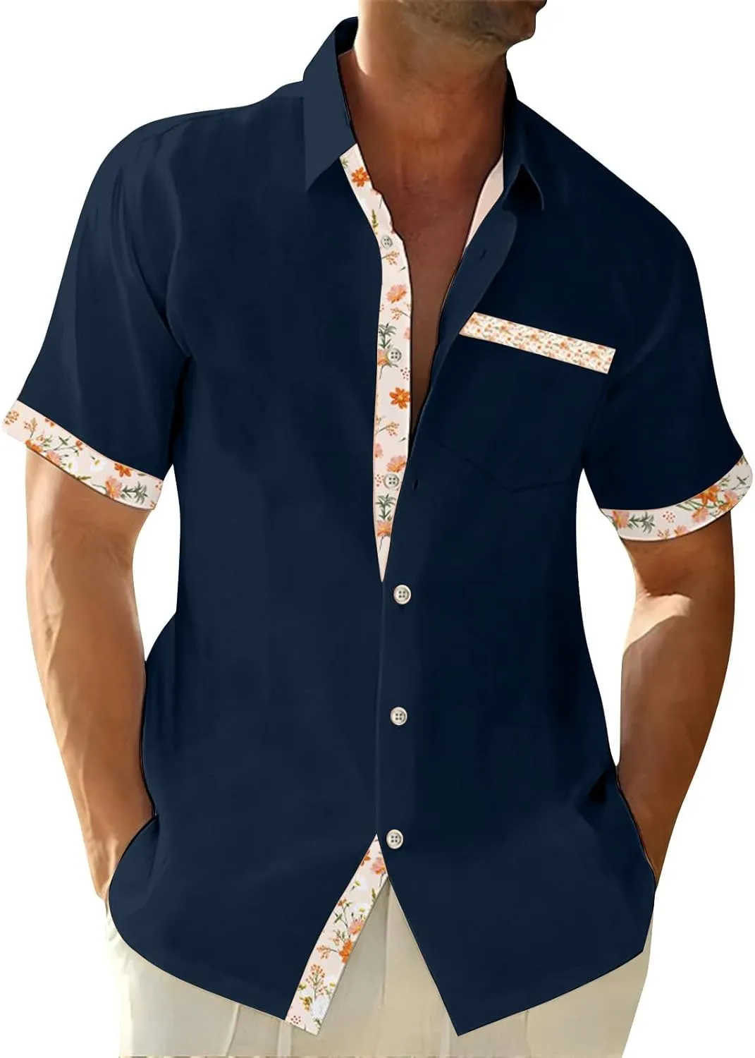 Ymosrh Men's Graphic Button Down Shirts Summer Beach Hawaiian Buttons Up Shirt Casual Stylish, M-4XL
