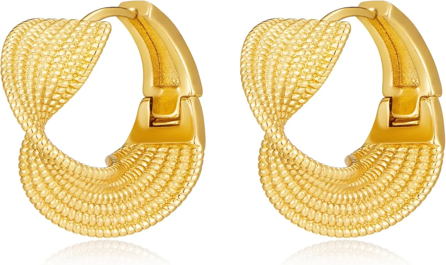 YUJIE Gold Chunky Twist Hoop Earrings Thick 18k Gold Plated Earrings for Women Trendy Jewelry