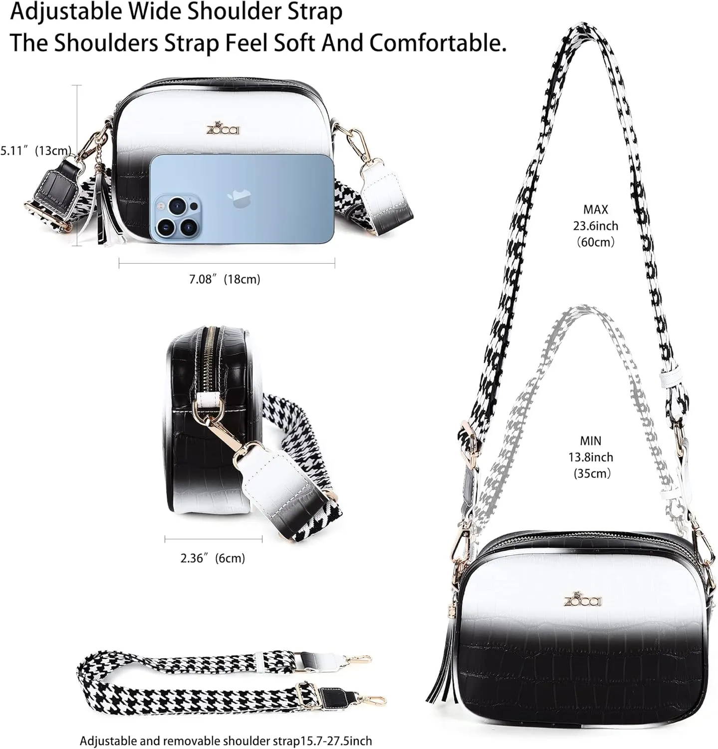 ZOCAI Camera Crossbody Shoulder Bags for Women Small Cluth Vegan Leather Handbag Purses with Adjustable Strap Lightweight